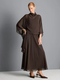 Cape-Bluse mit hohem Kragen