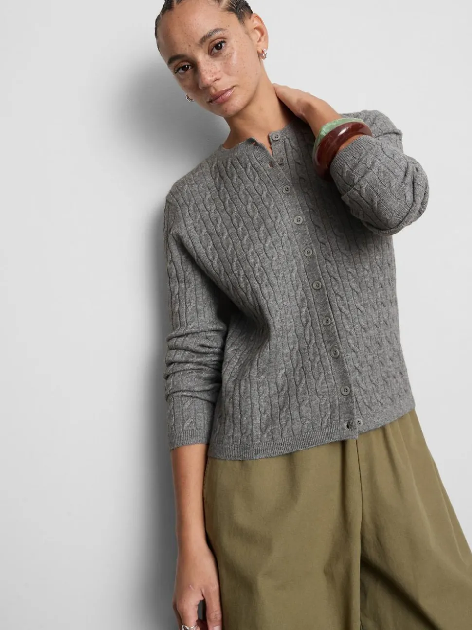 Cardigan mit Zopfmuster