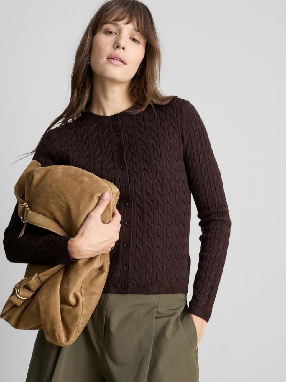 Cardigan mit Zopfmuster