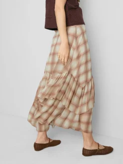 Chiffon-Maxirock mit Rüschen und Print