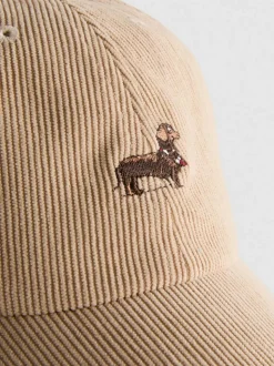 Cord-Basecap mit Hunde-Stickerei