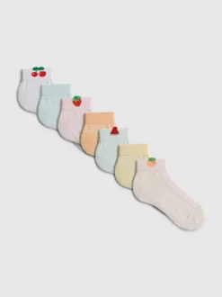 Crew-Socken in Viertellänge mit Fruchtmotiven, 7er-Pack