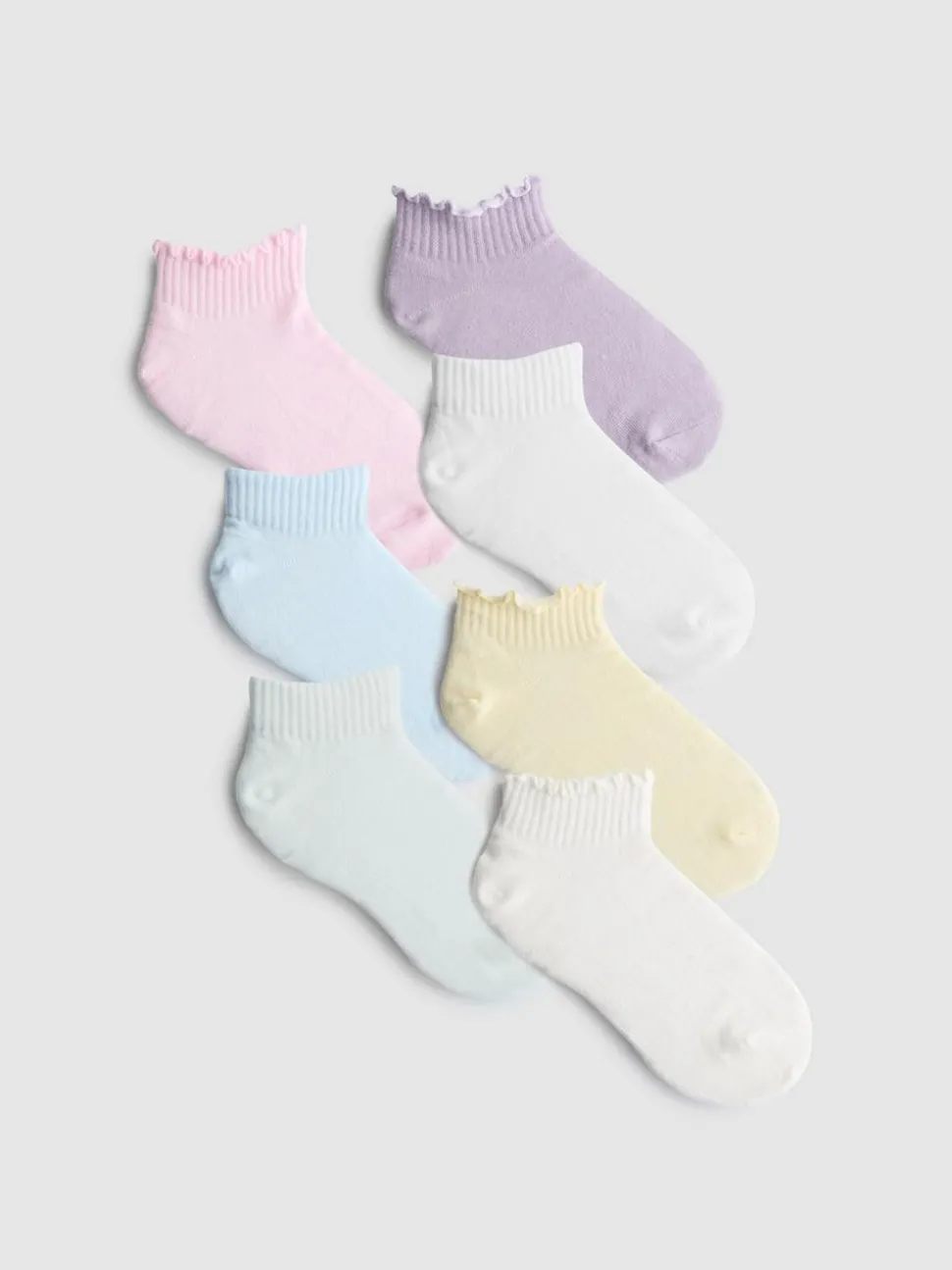 Crew-Socken in Viertellänge und Pastellfarben, 7er-Pack