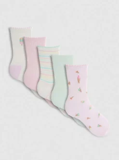 Crew-Socken mit Eiscreme-Print, 5er-Pack