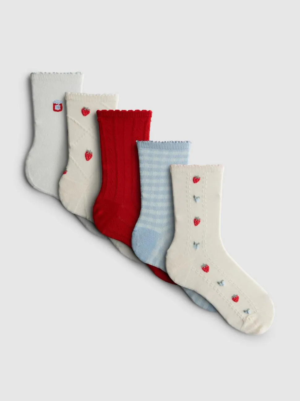 Crew-Socken mit Erdbeermarmeladen-Design, 5er-Pack