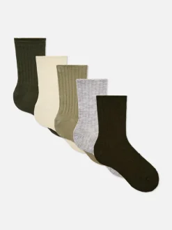 Crew-Socken mit hohem Baumwollanteil in verschiedenen Farben, 5er-Pack