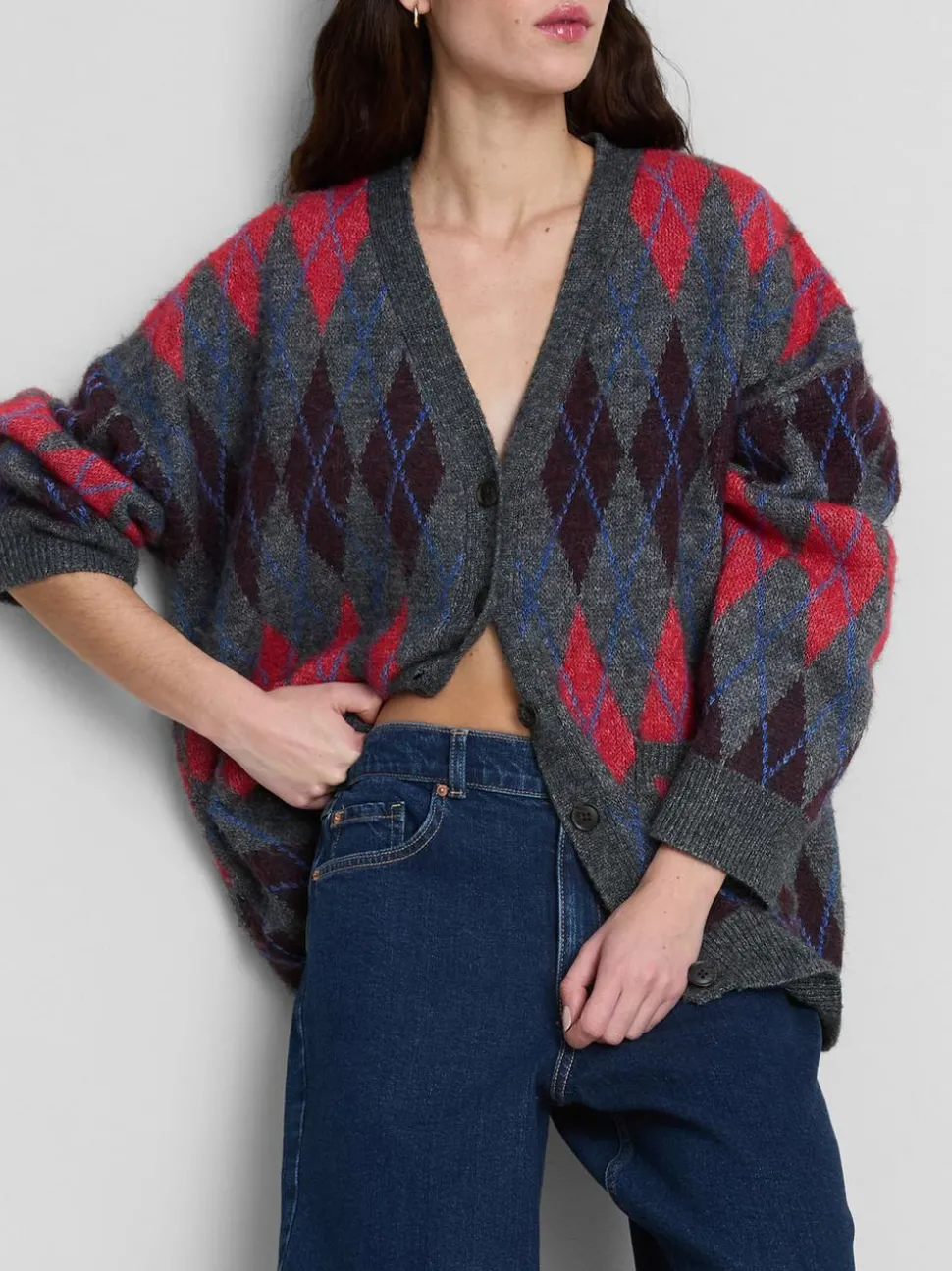 Denim-Jeans mit hohem Bund und konischer Form