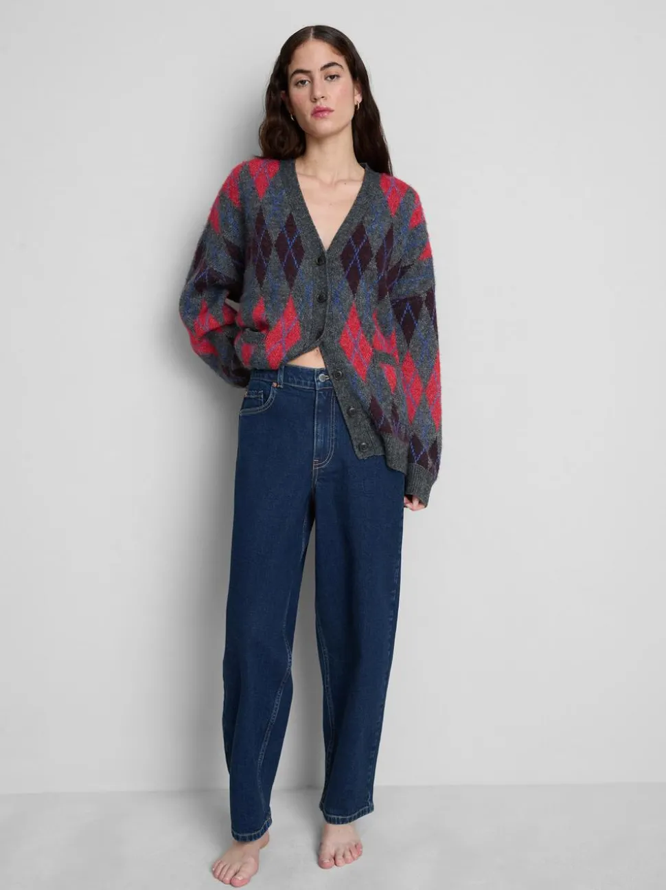 Denim-Jeans mit hohem Bund und konischer Form