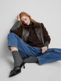 Denim-Jeans mit hohem Bund und konischer Form