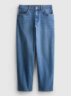 Denim-Jeans mit hohem Bund und konischer Form