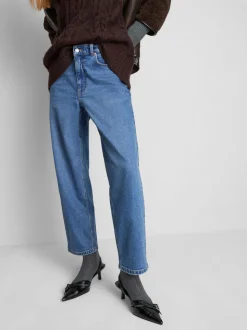 Denim-Jeans mit hohem Bund und konischer Form