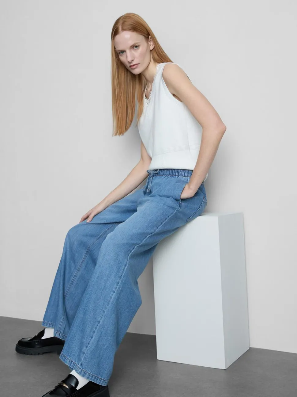 Denim-Jogginghose mit geradem Bein