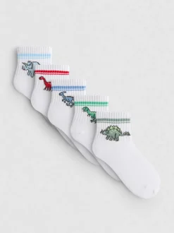 Dinosaurier-Socken in Viertellänge, 5er-Pack