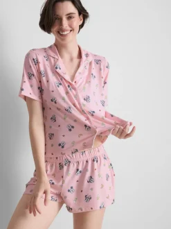 „Disney Micky Maus“ Schlafanzugshorts im Boyfriend-Look