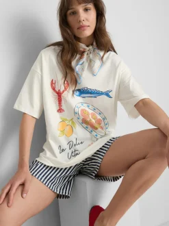 „Dolce Vita“ Oversized-T-Shirt mit Grafik