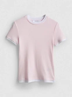 Doppellagiges T-Shirt mit Rundhalsausschnitt