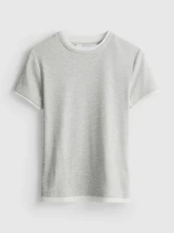 Doppellagiges T-Shirt mit Rundhalsausschnitt