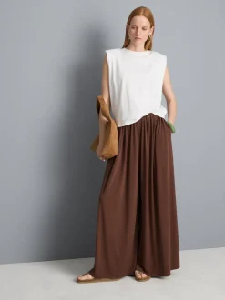 Drapierte Hose mit weitem Bein