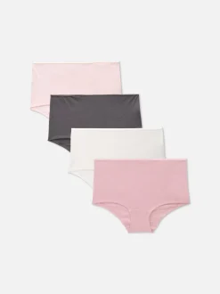 Einfarbige Shorts aus Baumwolle, 4er-Pack