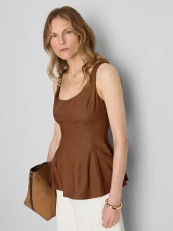Elegantes Top aus Leinengemisch mit Schößchen