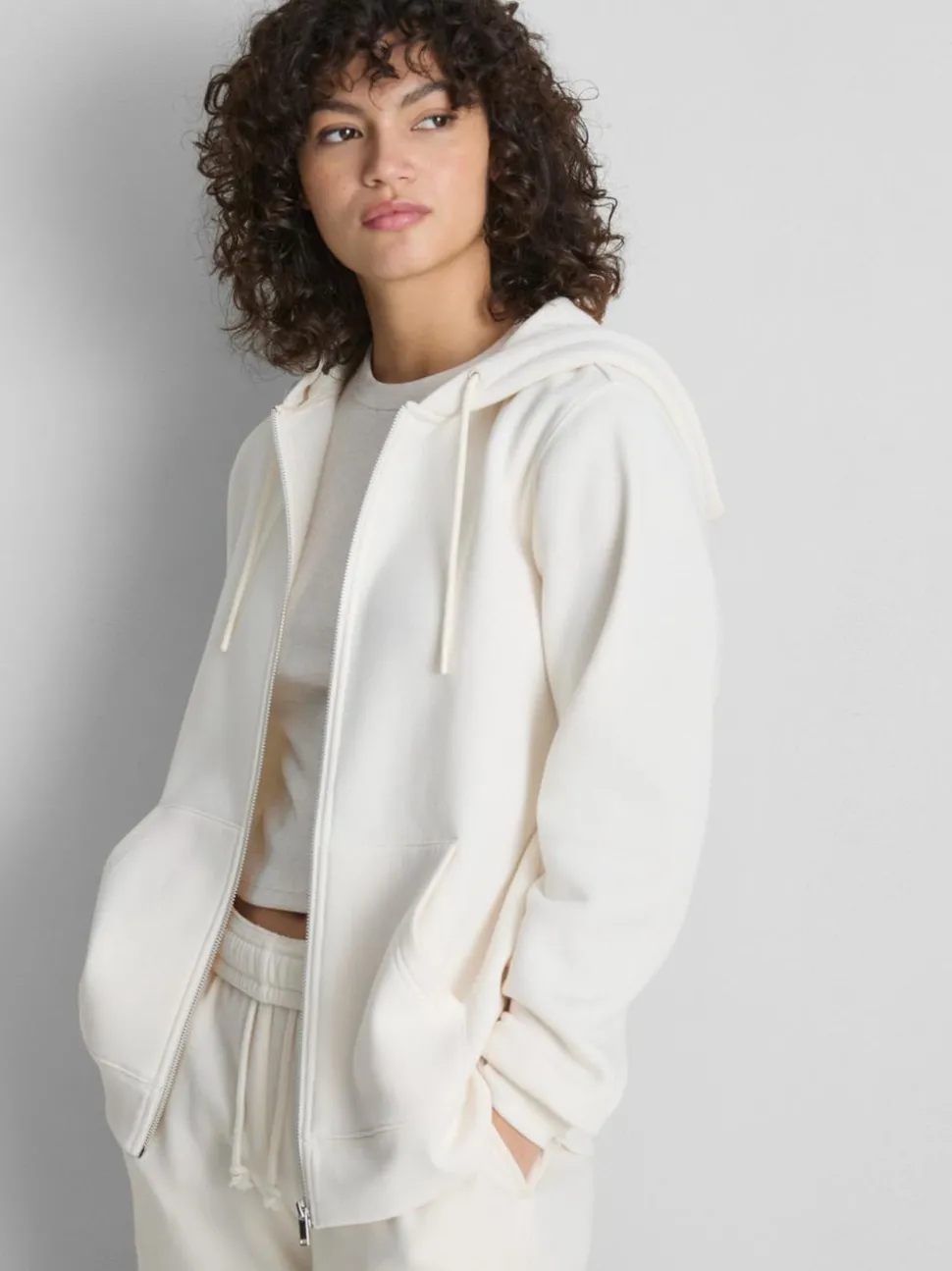 Essential Hoodie aus Baumwollmischung mit Reißverschluss