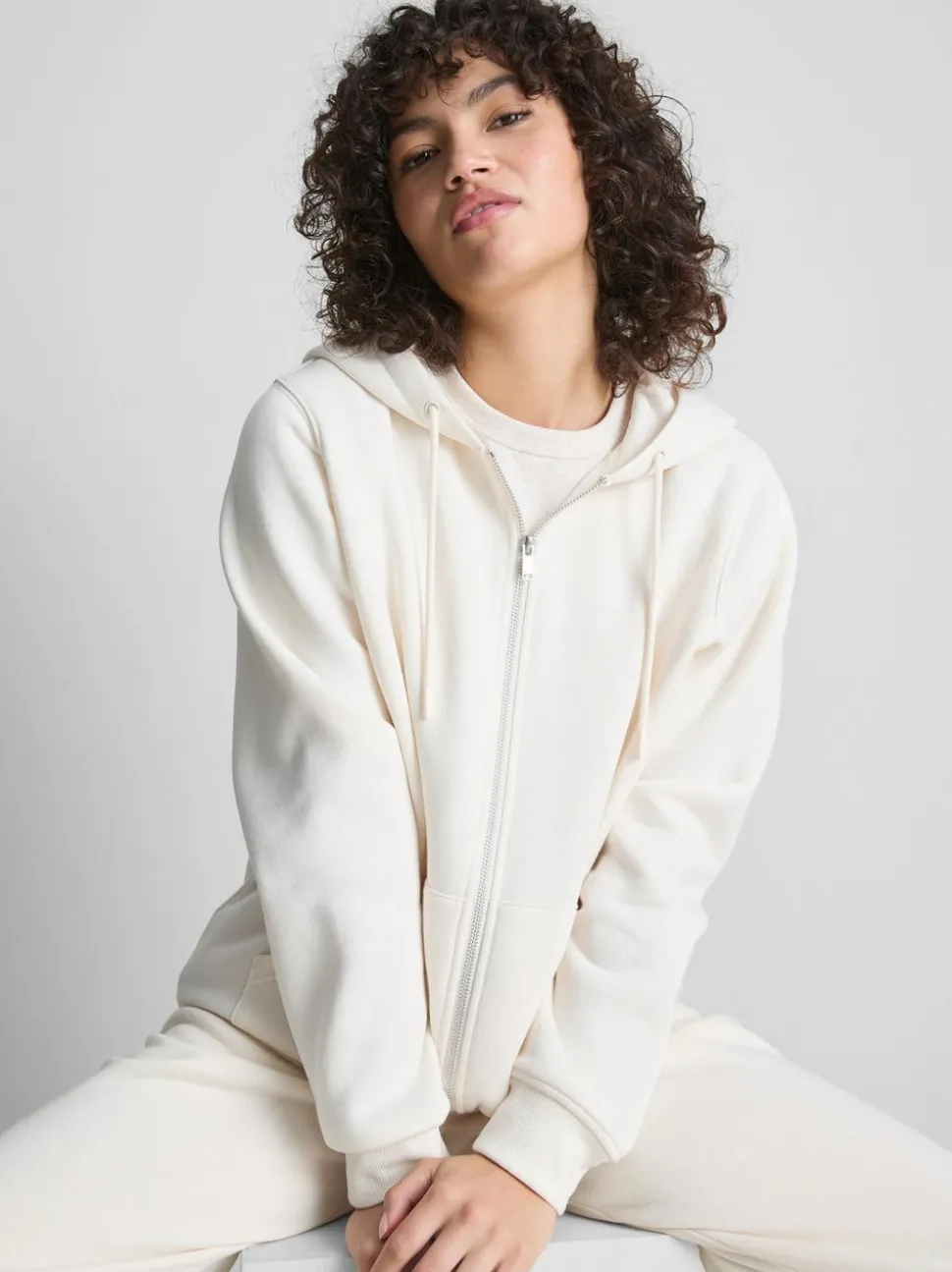 Essential Hoodie aus Baumwollmischung mit Reißverschluss