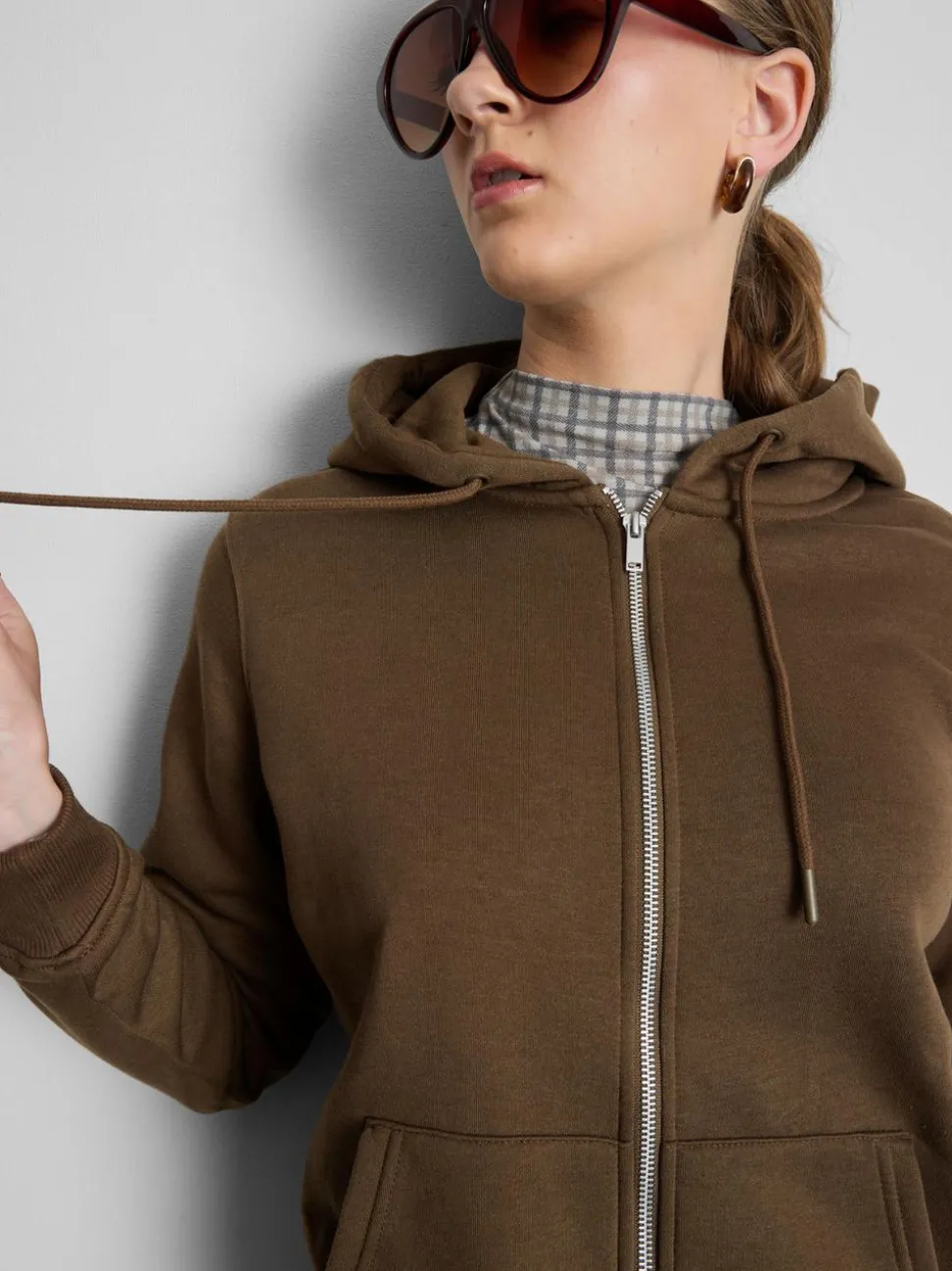 Essential Hoodie aus Baumwollmischung mit Reißverschluss