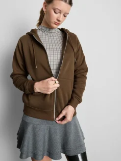 Essential Hoodie aus Baumwollmischung mit Reißverschluss