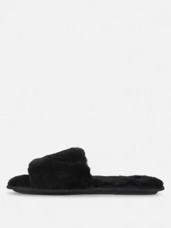 Flauschige Slipper mit überkreuzten Riemen