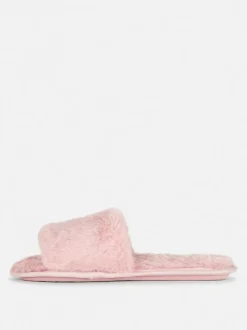 Flauschige Slipper mit überkreuzten Riemen