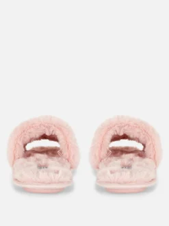 Flauschige Slipper mit überkreuzten Riemen
