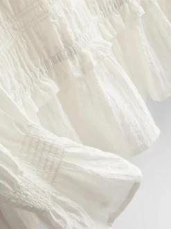 Gekräuselte Bluse mit Schößchensaum