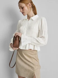 Gekräuselte Bluse mit Schößchensaum