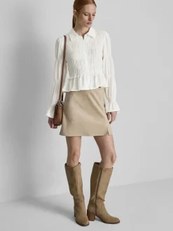 Gekräuselte Bluse mit Schößchensaum