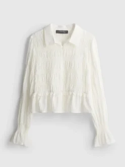 Gekräuselte Bluse mit Schößchensaum