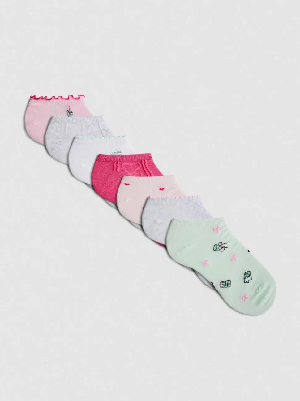 Gemusterte Sneakersocken, 7er-Pack