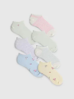 Gemusterte Sneakersocken mit hohem Baumwollanteil, 7er-Pack