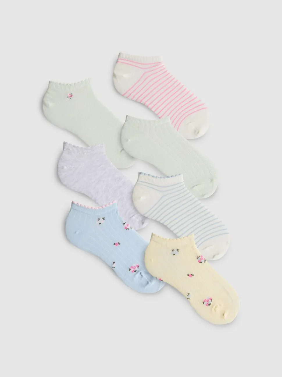 Gemusterte Sneakersocken mit hohem Baumwollanteil, 7er-Pack