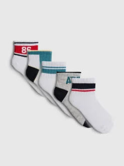 Gemusterte Socken im College-Stil, 5er-Pack