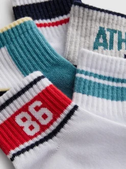 Gemusterte Socken im College-Stil, 5er-Pack