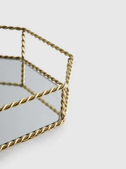 Geometrisches Spiegeltablett mit Seilrahmen