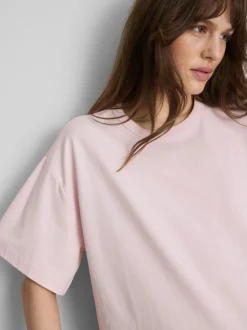 Gerade geschnittenes Baumwoll-T-Shirt mit Rundhalsausschnitt