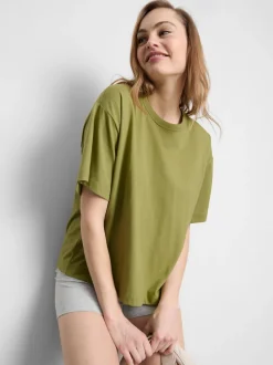 Gerade geschnittenes Baumwoll-T-Shirt mit Rundhalsausschnitt