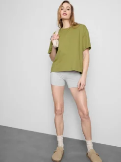 Gerade geschnittenes Baumwoll-T-Shirt mit Rundhalsausschnitt