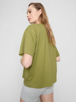 Gerade geschnittenes Baumwoll-T-Shirt mit Rundhalsausschnitt