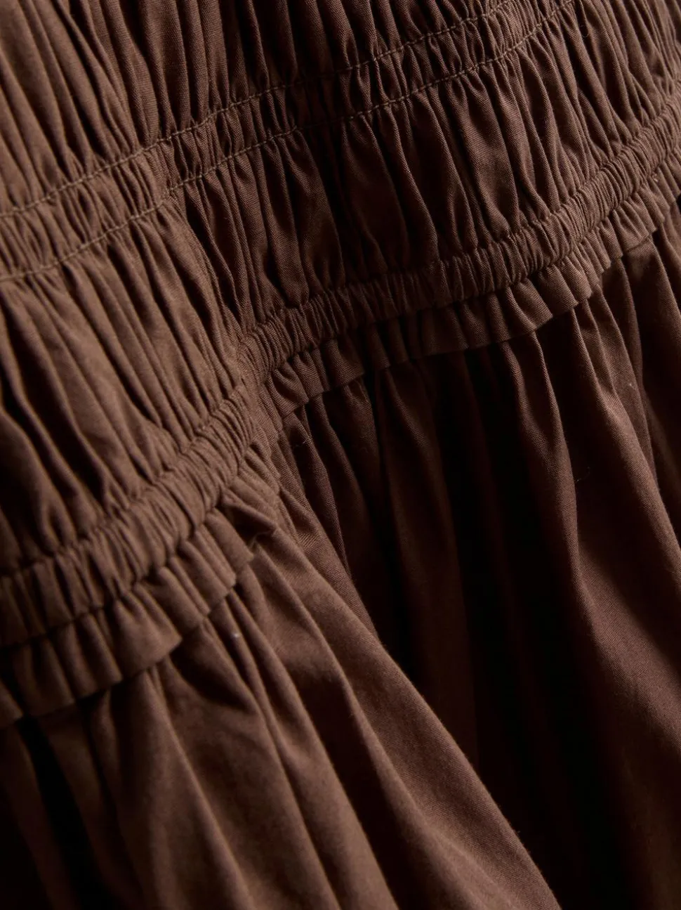 Gerafftes Baumwoll-Midikleid mit Karree-Ausschnitt