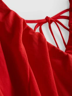 Gerafftes Minikleid mit Puffärmeln