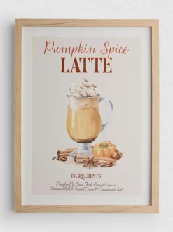 Gerahmter „Pumpkin Spice Latte“-Wandschmuck