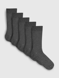 Gerippte Crew-Socken aus Modalmischung, 5er-Pack