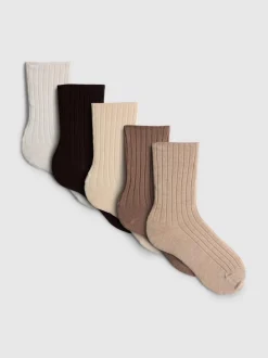 Gerippte Crew-Socken, 5er-Pack